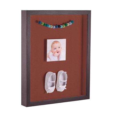 ArtToFrames 14 x 18 Inch Shadow Box Picture Frame, with a Melinga Oak Gray 1'' Shadowbox Frame and Cognac Mat