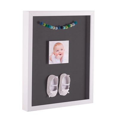 ArtToFrames 18 x 36 Inch Shadow Box Picture Frame, with a Satin White 1'' Shadowbox Frame and Charcoal Mat
