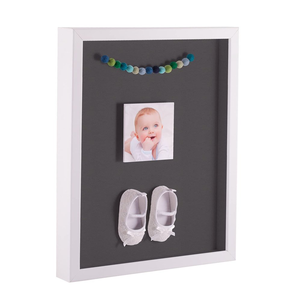 ArtToFrames 18 x 36 Inch Shadow Box Picture Frame, with a Satin White 1'' Shadowbox Frame and Charcoal Mat