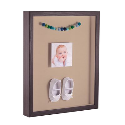 ArtToFrames 14 x 18 Inch Shadow Box Picture Frame, with a Melinga Oak Gray 1'' Shadowbox Frame and Scotch Mist Mat