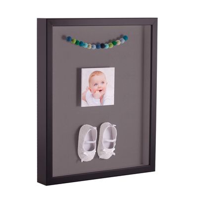 ArtToFrames 11 x 14 Inch Shadow Box Picture Frame, with a Satin Black 1'' Shadowbox Frame and Pewter Mat