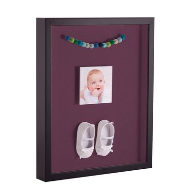 ArtToFrames 12 x 12 Inch Shadow Box Picture Frame, with a Satin Black 1'' Shadowbox Frame and Ruby Mat