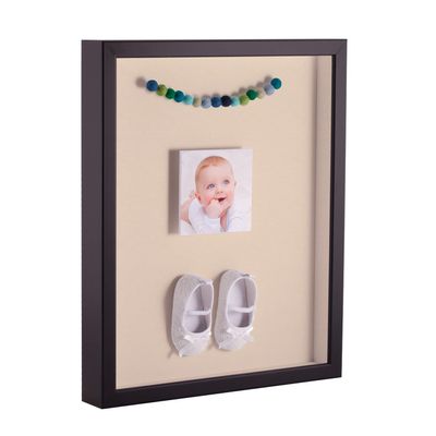 ArtToFrames 11 x 14 Inch Shadow Box Picture Frame, with a Satin Black 1'' Shadowbox Frame and French Creme Mat