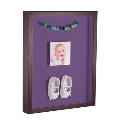 ArtToFrames 14 x 18 Inch Shadow Box Picture Frame, with a Verlinga Brown 1'' Shadowbox Frame and Grape Mat