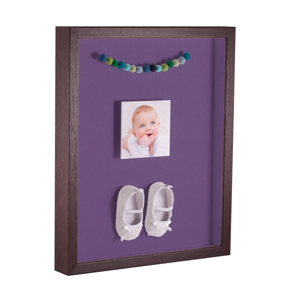 ArtToFrames 14 x 18 Inch Shadow Box Picture Frame, with a Verlinga Brown 1'' Shadowbox Frame and Grape Mat