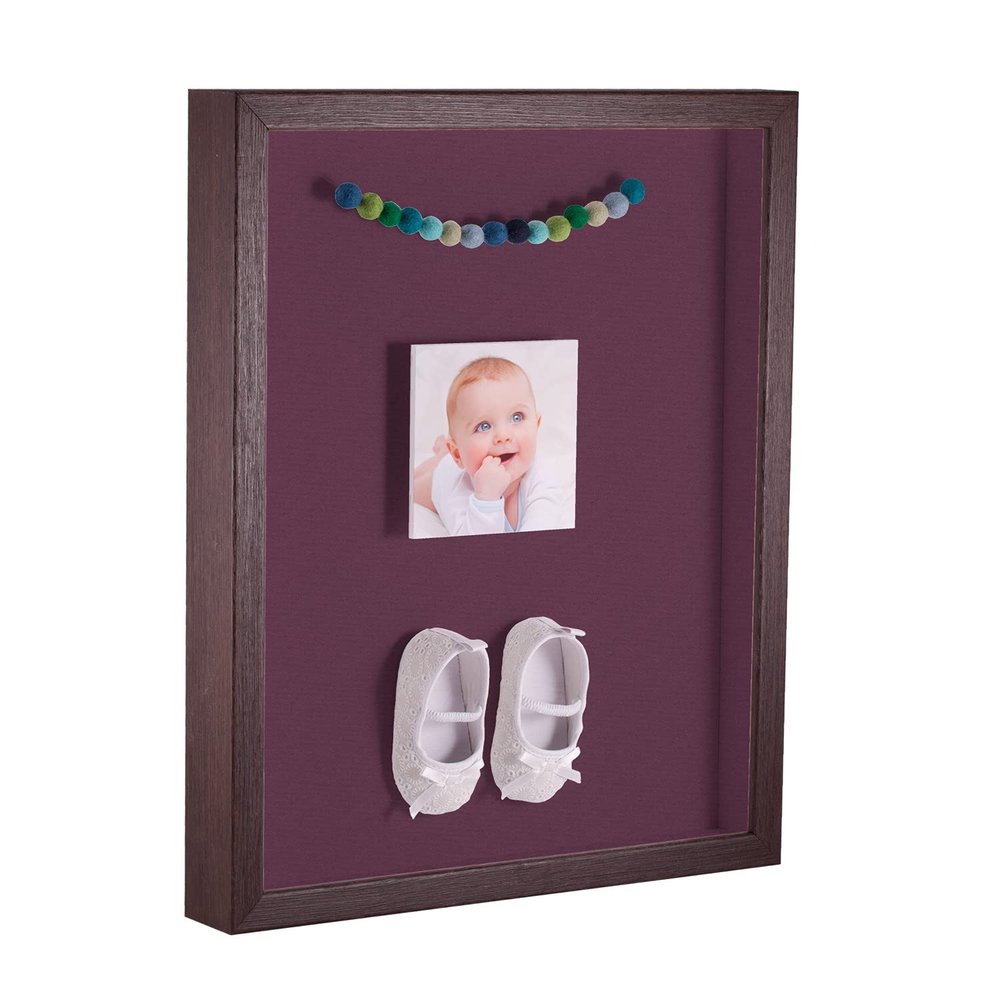 ArtToFrames 14 x 18 Inch Shadow Box Picture Frame, with a Verlinga Brown 1'' Shadowbox Frame and Ruby Mat