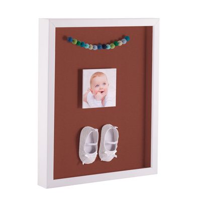 ArtToFrames 18 x 36 Inch Shadow Box Picture Frame, with a Satin White 1'' Shadowbox Frame and Cognac Mat