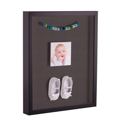 ArtToFrames 18 x 36 Inch Shadow Box Picture Frame, with a Satin Black 1'' Shadowbox Frame and Chestnut Mat