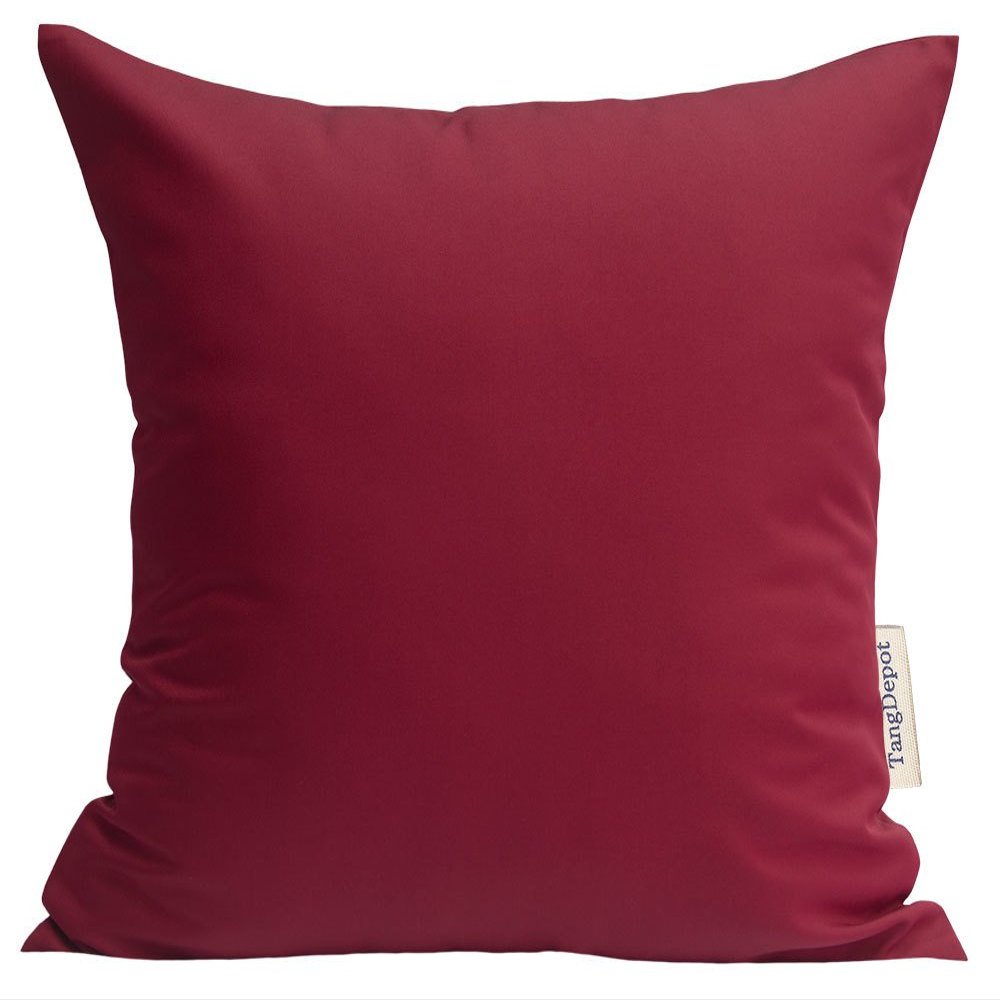 TangDepot Luxury Faux Silkhrow Pillow Cover 16x16 Deep Red