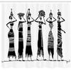 Ambesonne African Shower Curtain, Sketch of Local Women Jugs Silhouettes Patterned Dresses, Cloth Fabric Bathroom Decor Set with Hooks, 69" W x 70" L, Black and White view 2