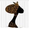 Ambesonne African Shower Curtain, Face Profile Silhouette Woman Headscarf Art Folk Elements, Cloth Fabric Bathroom Decor Set with Hooks, 69" W x 75" L, Brown Black White view 2