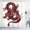 Ambesonne Dragon Shower Curtain, Japanese Dragon Tatsu Folk Noble Monster Theme, Cloth Fabric Bathroom Decor Set with Hooks, 69" W x 70" L, Pale Pink and Burgundy view 1