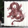 Ambesonne Dragon Shower Curtain, Japanese Dragon Tatsu Folk Noble Monster Theme, Cloth Fabric Bathroom Decor Set with Hooks, 69" W x 70" L, Pale Pink and Burgundy view 3