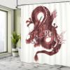 Ambesonne Dragon Shower Curtain, Japanese Dragon Tatsu Folk Noble Monster Theme, Cloth Fabric Bathroom Decor Set with Hooks, 69" W x 70" L, Pale Pink and Burgundy view 4