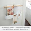 Yamazaki Home Tosca Magnetic Recipe Book Rack - Magnet Holder, Kitchen Storage Organizer - Steel + Wood view 2