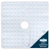 SlipX Solutions Square Natural Rubber Shower Stall Mat, 21 x 21, Non Slip Safety, Built-in Product Protection, 140 Power Grip Suction Cups, Center Drain Hole, White view 1