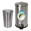 NEW! 3.1 Gallon Oval Stainless Steel Step Trash Can Featuring Your Choice of a Novelty Themed Logo and an Additional Stainless Steel Round Waste Basket - FREE trash liners included! (Bass Fish) view 1
