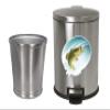 NEW! 3.1 Gallon Oval Stainless Steel Step Trash Can Featuring Your Choice of a Novelty Themed Logo and an Additional Stainless Steel Round Waste Basket - FREE trash liners included! (Bass Splash) view 1