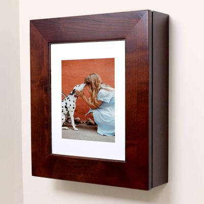 Fox Hollow Furnishings 20x17 Picture Perfect Wall Mount Medicine Cabinet, Surface Mounted Storage, Over the Toilet Storage Wall Cabinet, Home Decor w/Picture Frame Door, 3 Adjustable Shelves, Espresso