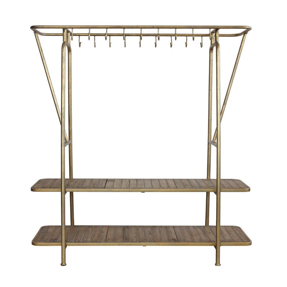 Creative Co-Op Rack with 18 Hooks & 2 Shelves