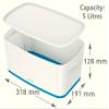 Leitz A5 MyBox Small with Lid, Storage Box for Home and Office, 5 L, High Gloss, Plastic, White/Blue Metallic;MyBox view 2