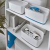 Leitz A5 MyBox Small with Lid, Storage Box for Home and Office, 5 L, High Gloss, Plastic, White/Blue Metallic;MyBox view 3