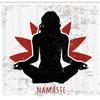 Ambesonne Yoga Shower Curtain, Grunge Display Woman in Lotus Pose The Flower Backdrop Rejuvenation Namaste, Cloth Fabric Bathroom Decor Set with Hooks, 69" W x 70" L, Orange Black White view 2