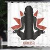 Ambesonne Yoga Shower Curtain, Grunge Display Woman in Lotus Pose The Flower Backdrop Rejuvenation Namaste, Cloth Fabric Bathroom Decor Set with Hooks, 69" W x 70" L, Orange Black White view 3