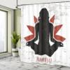 Ambesonne Yoga Shower Curtain, Grunge Display Woman in Lotus Pose The Flower Backdrop Rejuvenation Namaste, Cloth Fabric Bathroom Decor Set with Hooks, 69" W x 70" L, Orange Black White view 4