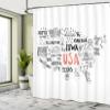 Ambesonne USA Map Shower Curtain, United States of America City Typography Pattern with Local Concept, Cloth Fabric Bathroom Decor Set with Hooks, 69" W x 75" L, Salmon White view 4