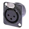 Neutrik NC3FD-L-Bag-1 3 pole female receptacle, solder cups, black view 1