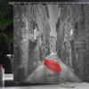 Ambesonne Black and White Shower Curtain, Red Umbrella on a Dark Narrow Street in Tuscany Italy Rainy Winter, Fabric Bathroom Decor Set with Hooks,69" W By 75" L, Grey Vermilion Multi 1 view 3