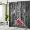 Ambesonne Black and White Shower Curtain, Red Umbrella on a Dark Narrow Street in Tuscany Italy Rainy Winter, Fabric Bathroom Decor Set with Hooks,69" W By 75" L, Grey Vermilion Multi 1 view 4