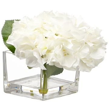 8" Hydrangea in Glass Vase White (pack of 4)