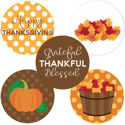 Thanksgiving Sticker Labels by Adore By Nat - Autumn Fall Holiday Favor and Envelope Seal Labels - Set of 50