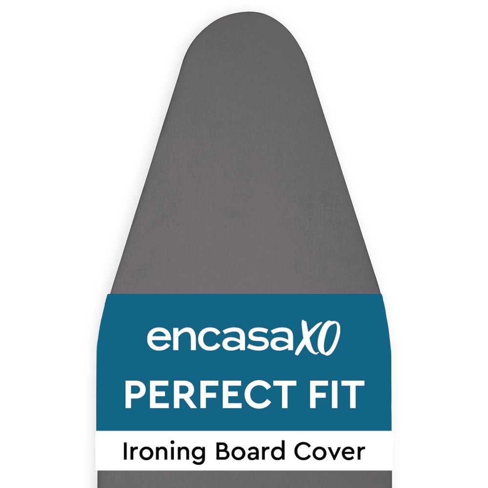 Encasa XO Ironing Board Cover and Pad 42"x14" - 4mm Felt Medium Iron Board Cover with Padding - Heat Resistant, Stain-Safe Dye, Non Slip Elastic Bungee Cord Tightening Iron Table Cover Grey