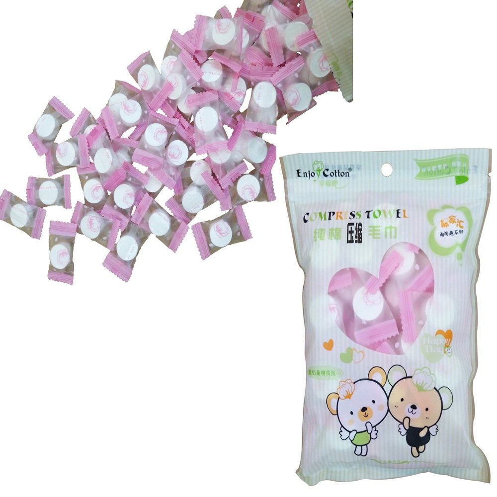 Compressed Towels - 50 Pcs Magic Compressed Travel Towel 100% Cotton Mini Disposable Compressed Portable Face Washcloth (50, Green)