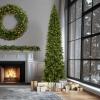 National Tree Company 12 ft Pre-Lit Downswept Douglas Fir Slim Artificial Christmas Tree, 850 LED Lights, 2,165 Tips, Foot Switch, 10 Light Functions, Includes Stand, Green view 2