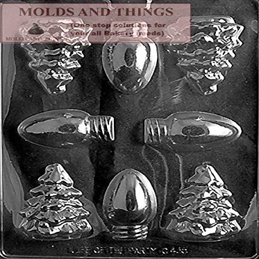 Christmas Bulb and Christmas tree Chocolate Candy Mold, Christmas Assortmnet Chocolate Candy Mold With Copyrighted Chocolate Molding Instructions