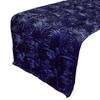 lovemyfabric Satin Rosette/Raised Roses/Floral Ribbon Table Runner for Wedding/Bridal Shower, Birthdays and Very Special Events (14"X120", Navy Blue) view 1