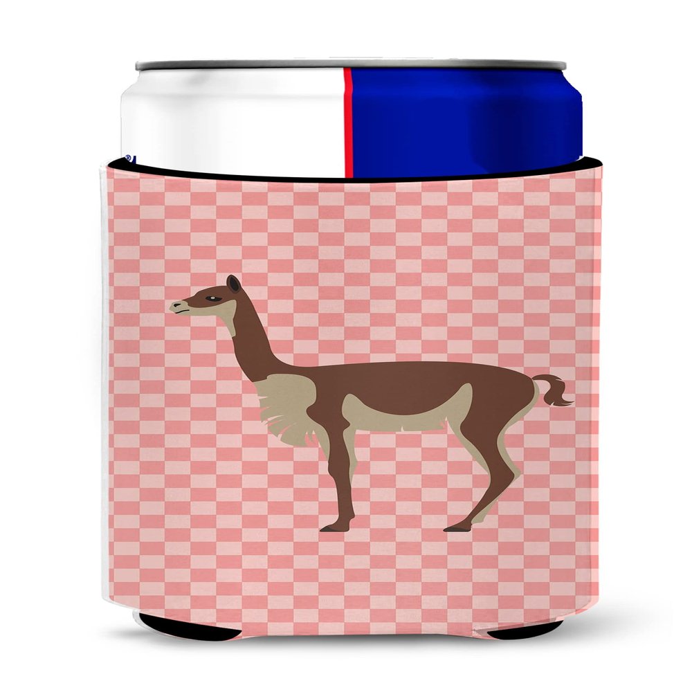 Caroline's Treasures BB7917MUK Vicugna or Vicuna Pink Check Michelob Ultra Hugger for slim cans, Slim Can, Multicolor