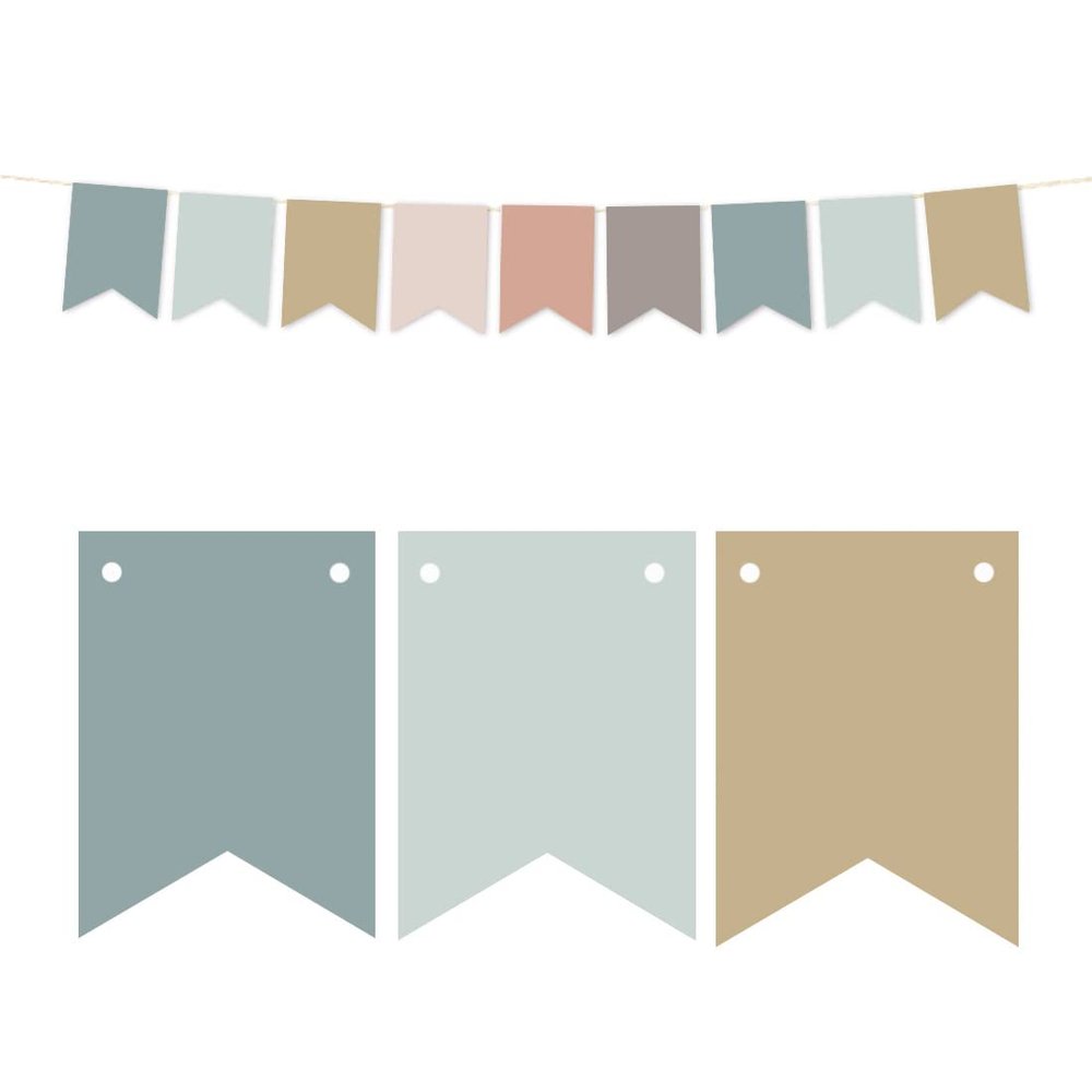 Andaz Press Signature Rustic Pastels Party Collection, Hanging Pennant Banner, Blank Pennants, Approx. 6-Feet, 1-Set, Burlap Kraft Nature Theme Decorations