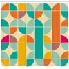 Ambesonne Retro Shower Curtain, Pop Art Funky Unusual Geometric Forms Mosaic Style Old Fashioned Graphic, Cloth Fabric Bathroom Decor Set with Hooks, 69" W x 75" L, Teal Orange view 2