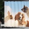 Ambesonne Funny Shower Curtain, Cat and Dogs Domestic Home Pets Friends Hilarious Expressions Sky Clouds Collage, Cloth Fabric Bathroom Decor Set with Hooks, 69" W x 70" L, Brown Beige view 3