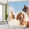Ambesonne Funny Shower Curtain, Cat and Dogs Domestic Home Pets Friends Hilarious Expressions Sky Clouds Collage, Cloth Fabric Bathroom Decor Set with Hooks, 69" W x 70" L, Brown Beige view 4