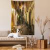 Ambesonne Italian Tapestry, Old Courtyard Rome Italy Cafe Chairs City Historic Houses in Street, Wall Hanging for Bedroom Living Room Dorm Decor, 60" X 80", Pale Yellow Green Orange view 2