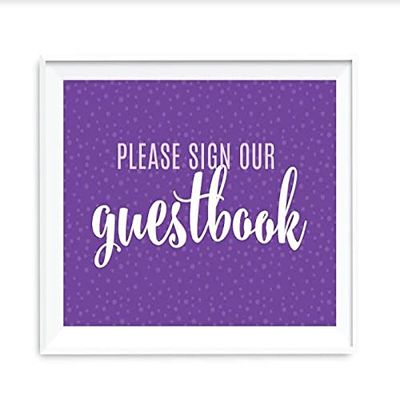 Andaz Press Signature Lavender, Plum, Royal Purple Party Collection, 8.5x11-inch Party Sign, Please Sign Our Guestbook, 1-Pack