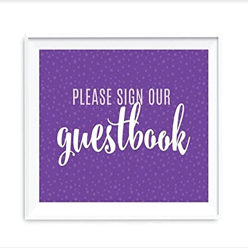 Andaz Press Signature Lavender, Plum, Royal Purple Party Collection, 8.5x11-inch Party Sign, Please Sign Our Guestbook, 1-Pack