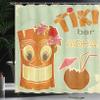 Ambesonne Tiki Bar Shower Curtain, Invitation to Tiki Bar Old Fashion Display Coconut Drink and Flowers Print, Cloth Fabric Bathroom Decor Set with Hooks, 69" W x 75" L, Pale Seafoam Ginger view 3