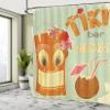 Ambesonne Tiki Bar Shower Curtain, Invitation to Tiki Bar Old Fashion Display Coconut Drink and Flowers Print, Cloth Fabric Bathroom Decor Set with Hooks, 69" W x 75" L, Pale Seafoam Ginger view 4